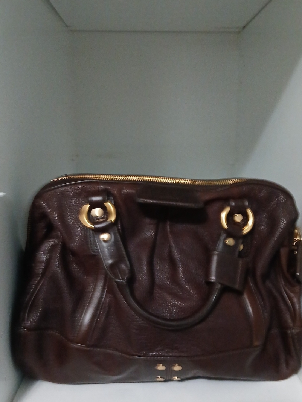 Cole Haan Elegant Brown Leather Handbag w/3 inside compartments,LG zipper pocket